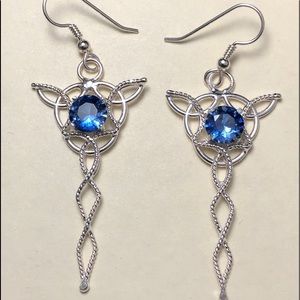 Celtic Trinity Knot Earrings with Sapphire